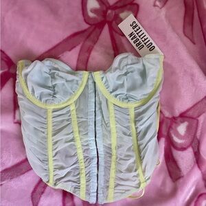Urban Outfitters Light Blue Bustier with Yellow Trim